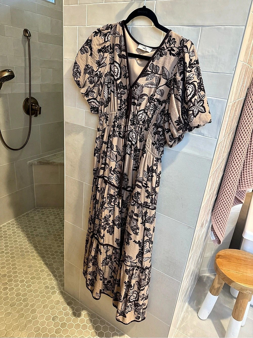 Floral Maxi Dress in Brown & cream.  Like New